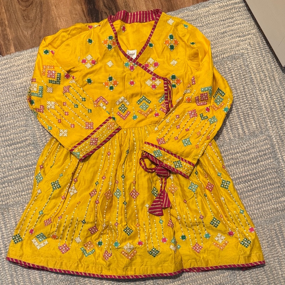 Vibrant Yellow Embroidered Dress (Kayseria)
